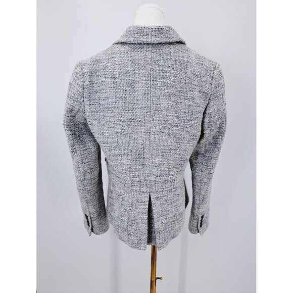 Talbot's Cotton Blend Tweed Coat Women's 10 Grey Metallic White Tweed Mid Length - Picture 2 of 9